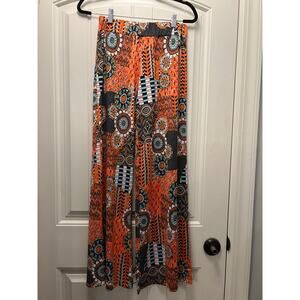 Zahara Women’s Wide Leg Summer Boho Pull On Pants Size M Orange Multicolor